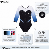 Justaucorps de gymnastique pour filles VANTEN sur mesure, noir et rose, sans manches, avec strass, respirant et anti-transpiration