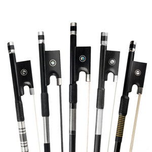 Archet de violon 4/4 pleine taille <span class=keywords><strong>en</strong></span> fibre de carbone noire, crin de cheval de Mongolie blanc ou noir, poignée ronde, œil de Paris, grenouille <span class=keywords><strong>en</strong></span> ébène, réponse rapide - Product Image 1