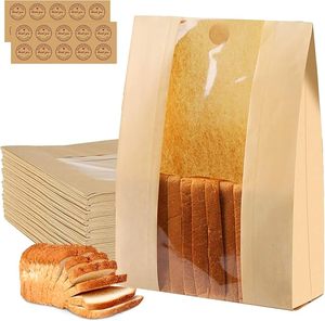 Bolsas de pan con ventana, bolsas de papel Kraft para pan casero, bolsa de panadería para embalaje de almacenamiento, bolsa grande de masa fermentada - Product Image 1