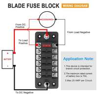 Boîtier de fusibles 6 voies avec bus négatif, porte-fusibles à lame 12V, boîte à fusibles standard ATC/ATO