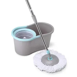 360 Spin Microfiber Mop With Cleaning Mop And Stainless Twisted Pole Mop Bucket