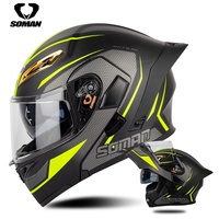Casque de moto modulable homologué DOT pour homme et femme, double visière, visière ouverte, Casco Moto Soman SM955-S