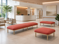 Banc d'attente rectangulaire rembourré en tissu pour salle d'attente de centre médical, hôpital ou clinique