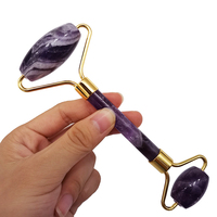 Vente en Gros de Réduction d'Usine de Meilleure Qualité Rouleau de Jade en Cristal d'Améthyste et Masseur Facial Gua Sha pour Visage