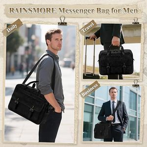 Sac pour ordinateur portable personnalisé en cuir vintage, imperméable, grand format, sacoche pour ordinateur, sac messager - Product Image 3
