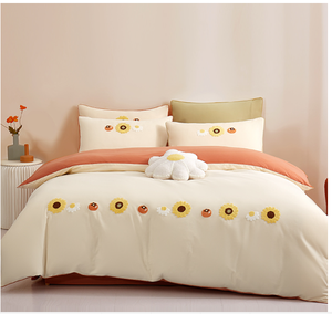 Haute qualité confortable doux fleur motif broderie <span class=keywords><strong>Anti</strong></span>-acariens housse de <span class=keywords><strong>couette</strong></span> ensembles literie pour un usage domestique - Product Image 1