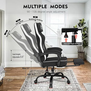 Fauteuil de jeu ergonomique pas cher pour PC avec tissu respirant et siège pivotant pour adolescents gamers - Product Image 4