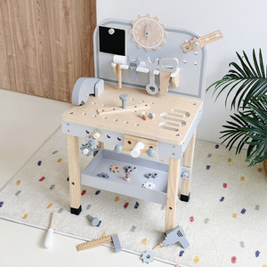 Table à outils éducative en bois pour enfants établi simulé avec vis fixes écrous jouets de simulation de jeu de rôle précoce - Product Image 5