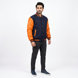 Custom Made <b>High</b> Quality Plus Size Men's Baseball Letterman Varsity Bomber Jacket Stand Collar Breathable Winter <b>Top</b> Waterproof - Product Image 1