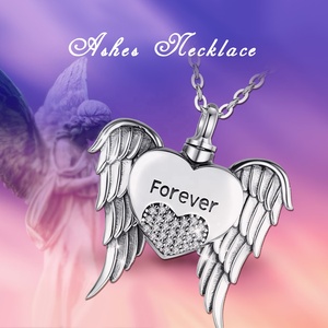 Changda 925 de ala de Ángel de plata corazón cenizas recuerdo <span class=keywords><strong>Memorial</strong></span> urna COLLAR COLGANTE - Product Image 6