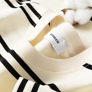 2024 fabricant de sérigraphie personnalisé rayé blanc 100% coton unisexe surdimensionné Streetwear poids lourd Hip Hop pour hommes <span class=keywords><strong>t</strong></span>-shirt - Product Image 2