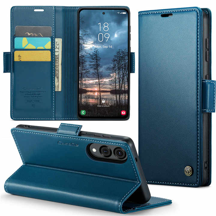 Caseme 023 PU Leather Flip Wallet Card Holder Stand Holder Mobile Phone Cover Case For Samsung Galaxy S25 Edge