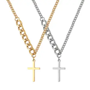 Customized Stainless Steel Jewelry Necklaces Fashion Chain Gold For With Fine Women Couple Man Hip Hop Cross Pendant Necklace