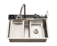 Évier de cuisine moderne en acier inoxydable 304 à cascade multifonctionnel fait à la main pour les distributeurs en gros d'évier