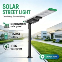 Lampe solaire LED intégrée 100W pour routes, IP66, extérieur, batterie LiFePO4, angle de faisceau 160°, garantie 3 ans, certifiée CE RoHS, en aluminium