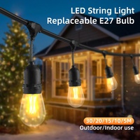 Guirlande Lumineuse LED Étanche de 30M, Culot E27, pour Camping, Noël, Mariage, Fête, Cour, ou Décoration Extérieure
