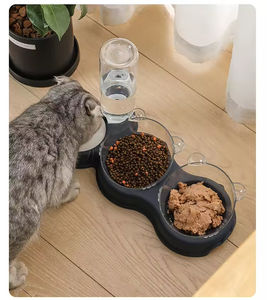 Manufacturer Wholesale Plastic Portable Dog Two Bowls with Water Bottle - Product Image 1