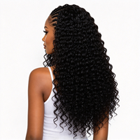 Extensions de cheveux synthétiques bouclés à la française, noir naturel, trame simple, ondulations spirales, pour tressage