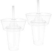 STELLAR PATH Gobelet jetable 2-en-1 pour collation et boisson avec couvercle-bol 500ml/700ml PP Transparent Hotpot Bubble Cup Logo personnalisé