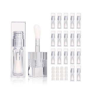 Private Label White Big <b>Brush</b> Lipstick Gloss Tube Packaging Wholesale 6ML Empty Transparent <b>PET</b> Plastic Lip Screen Printing - Product Image 1