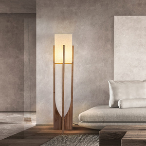 Lampada da Terra in Legno Massello Stile Wabi-Sabi Ispirata allo Zen per Soggiorno, Nuovo Design Retrò Cinese per Homestay, Lampada da Comodino in Noce - Product Image 3
