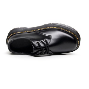 Botines de Cuero de Suela Gruesa y Corte Bajo, Estilo Británico, Casuales, Versátiles, con Aumento de Altura, Punta Redonda, con Cordones, Antideslizantes - Product Image 3