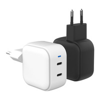 Adaptador de Viaje Universal con 2 Puertos USB a USB C PD de 45 W, Cargador Rápido de Pared para Enchufes de EE. UU., UE, Reino Unido y Australia, Cargador Rápido USB C
