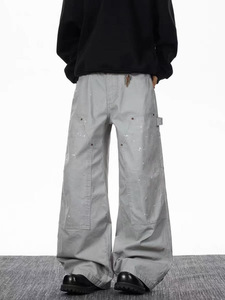 Jeans da Uomo con Cuciture Decorative, <span class=keywords><strong>Pantaloni</strong></span> in Denim con Dettagli Musicali, Vestibilità Comoda, Fornitore per Spettacoli - Product Image 2