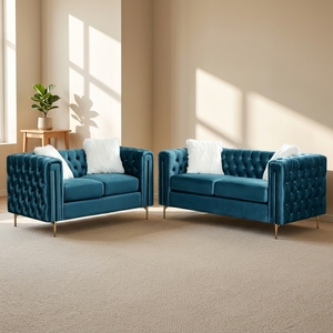 Juego de Sofás Acolchados de Terciopelo Ecológico, Diseño Europeo Moderno, Duradero, Cómodo, Hecho a Mano, Marca OEM para Sala de Estar - Product Image 1