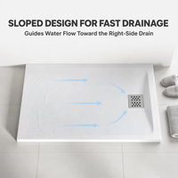 Base de douche et receveur monobloc en quartz massif moderne sur mesure, antidérapant, pour salle de bain et hôtel