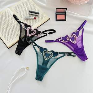 Kadınlar için Seksi Dantel Fileli İç Çamaşırı Düşük Bel Külot Tanga Şeffaf Oyuklu İç Giyim Kadın G-String - Product Image 1