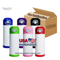 Entrepôt aux États-Unis 12 oz 12 oz Bouteille d'eau de sublimation vierge en acier inoxydable 304 mignonne isolée sans BPA avec paille pour l'école des enfants