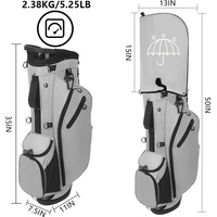 Sac de golf léger en nylon avec support, 14 compartiments, housse imperméable, double sangle, fermeture éclair, support trépied pour clubs de golf d'extérieur