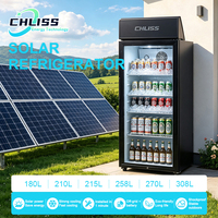 Réfrigérateur solaire à porte vitrée 225L DC 12/24V, réfrigérateur à boissons solaire hors réseau pour festival de musique