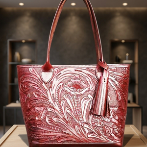 Pochette en cuir véritable artisanale avec gravure, fermeture éclair, imperméable, légère, grande capacité, bandoulière vintage, 3L + Cadeau - Product Image 4