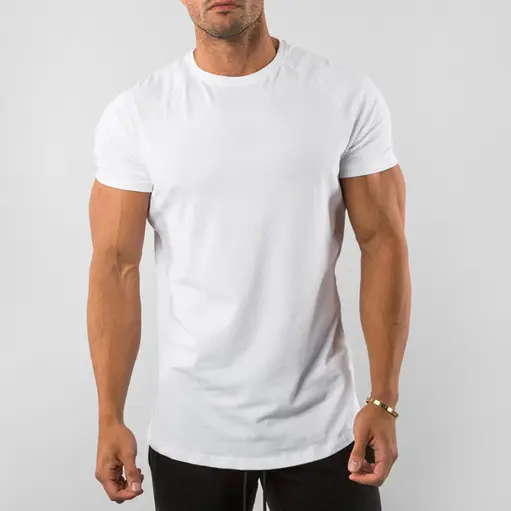 Custom Short Sleeve Gym Clothes Muscle Bodybuilding Tshirt Male Slim Fit Tee Shirt Cotton Plain Tops Fitness Mens T Shirt