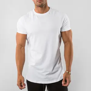 Maglietta da palestra a maniche corte personalizzata maglietta da Bodybuilding muscolare maglietta da uomo Slim Fit maglietta da uomo in cotone tinta unita