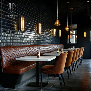 Muebles Comerciales Ron Group, Mesa Cuadrada de Mármol, Silla Tapizada en Terciopelo, Cabina de Cuero para <span class=keywords><strong>Restaurante</strong></span> - Product Image 1