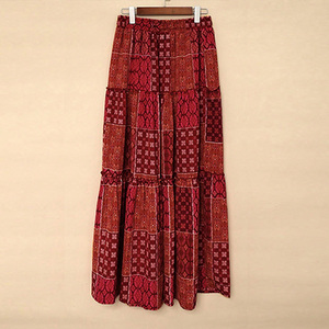 Women <b>Boho</b> Maxi <b>Skirt</b> Tiered Ruffle Elastic Waist Printed A-line Long <b>Skirt</b> for Beach Vacation Casual Wear - Product Image 6