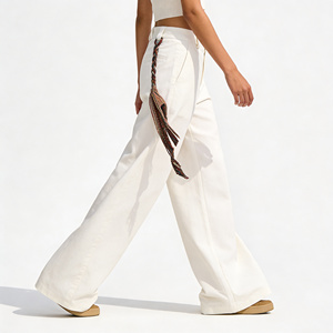 <span class=keywords><strong>Pantaloni</strong></span> Bianchi a Gamba Larga di Alta Qualità per Donna, Vita Media, Casual, Estivi 2026, Modello Dritto - Product Image 6