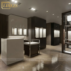 Vitrine murale <span class=keywords><strong>de</strong></span> luxe noire pour bijoux, présentoir à montres, design <span class=keywords><strong>de</strong></span> comptoir pour bijouterie, images <span class=keywords><strong>de</strong></span> solutions d'aménagement intérieur professionnel - Product Image 3