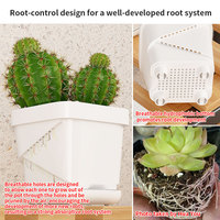 Pot de fleurs carré en plastique, respirant, pour circulation d'air, pour bureau domestique, simple, petit pot pour semis de plantes succulentes