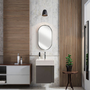 Venta al por mayor pequeño moderno fregadero <span class=keywords><strong>de</strong></span> cerámica pintura <span class=keywords><strong>de</strong></span> pared <span class=keywords><strong>baño</strong></span> vanidad gabinete <span class=keywords><strong>de</strong></span> madera E0/E1 PVC/madera contrachapada madera cerámica lavabo gabinete - Product Image 1