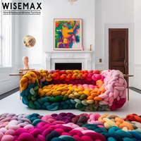 WISEMAX FURNITURE Canapé de loisirs coloré au design créatif sectionnel en bois massif velours tressé ensemble de canapés pour le salon
