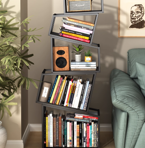 رف كتب إبداعي غير منتظم الشكل من الحديد، رف تخزين قائم بذاته للزاوية، مكتبة بسيطة عمودية لغرفة المعيشة - Product Image 3