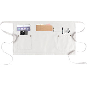 Delantal Unisex de Polialgodón <span class=keywords><strong>Azul</strong></span> de Media Longitud, Resistente al Desgaste, con 5 Bolsillos Integrados, Uniforme de Trabajo para Camareros y Camareras de Restaurante - Product Image 6