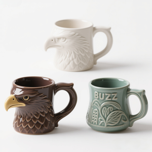 Tazza in ceramica per uccelli <span class=keywords><strong>poiana</strong></span> 12OZ-Design rapace, piume dipinte a mano, cassaforte per microonde - Product Image 2