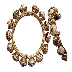 Ensemble de deux bracelets ouvrables de qualité supérieure, finition or, pour femmes, collection de bijoux de mariage - Product Image 2