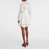 Vente en gros de vêtements haut de gamme de qualité supérieure, usine OEM/ODM, boutiques, broderie florale, coton et lin brodé, manches longues, taille haute