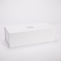 Emballage magnétique blanc de luxe personnalisé, boîte en carton rigide non pliable avec insert en satin blanc, emballage cadeau avec doublure en satin de soie